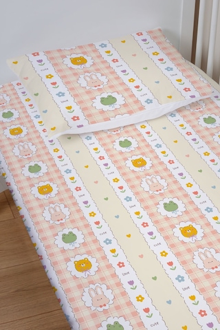 Organik Bebek Boy Lastikli Çarşaf Seti 80x140 - Şirin Kahramanlar