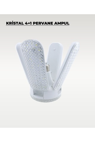 60w Kristal Pervane 4+1 Kanatlı Ampul 6500k Beyaz Işık 1 Adet