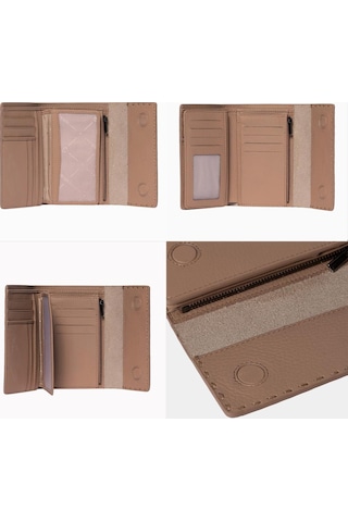 Grande Gerçek Deri Kadın Cüzdanı Orta Boy Hakiki Deri Vizon