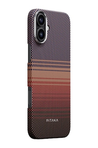 Apple Uyumlu iPhone 16 Plus Kılıf Magsafeli Aramid Fiber Pitaka Tactile Woven Sunset-moonrise Serisi Sunset