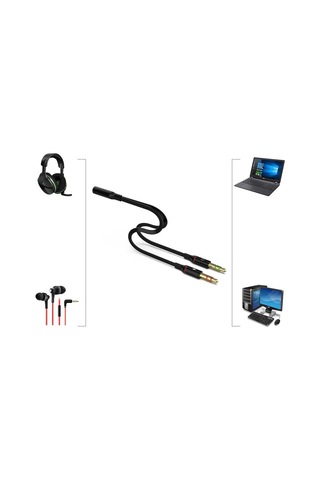 Aux 3.5 Mm Kulaklık Mikrofon Dönüştürücü Birleştirici Kablo