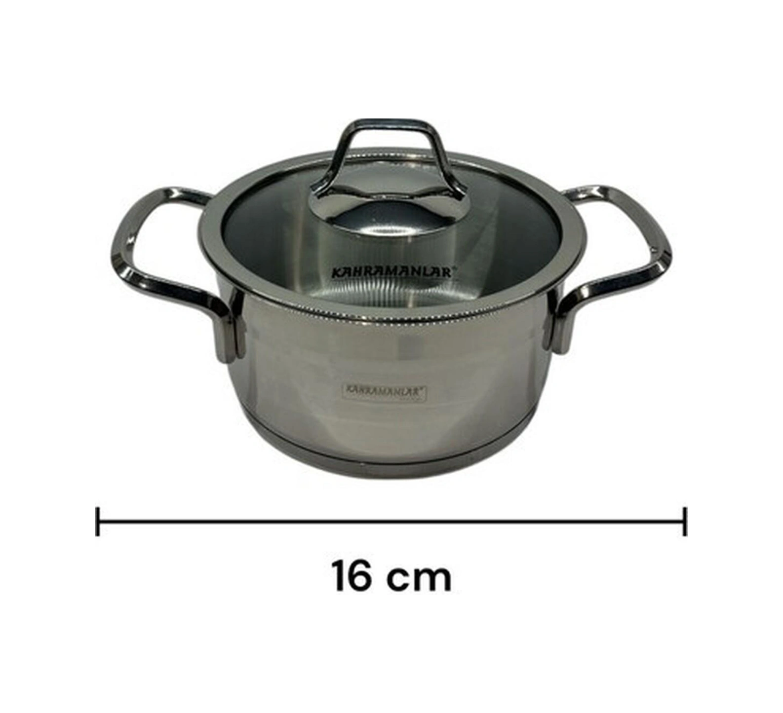 Derin Çelik Tencere 16 Cm, Sağlam Ve Şık, Dayanıklı Mutfak Gereci Bakır - Siyah