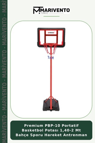 Premium Pbp-10 Portatif Basketbol Potası 1,40-2 Mt Bahçe Sporu Hareket Antrenman