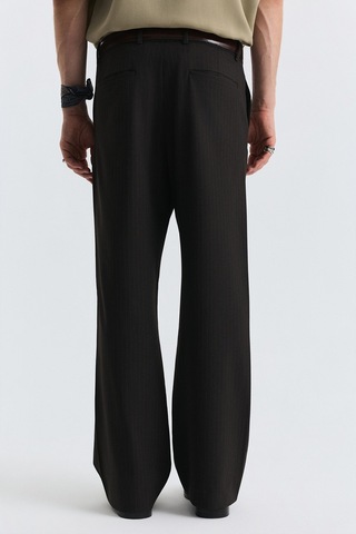 Antioch Crop Fit Çizgili Takım Kahve
