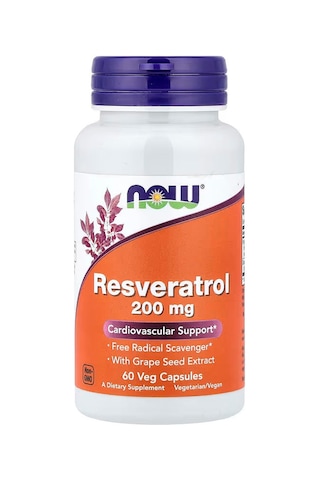 Now Foods Resveratrol Grape Seed Extract Antioxidants Brain & Cognitive 200 Mg 60 Veg Caps