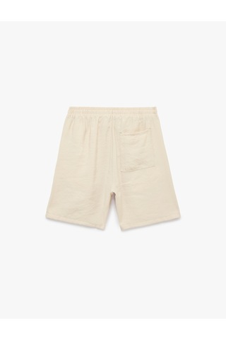 Koton Regular Fit Cepli Bermuda Cupro Modal Beli Bağcıklı Şort Bej 6sam40132hw Ekru