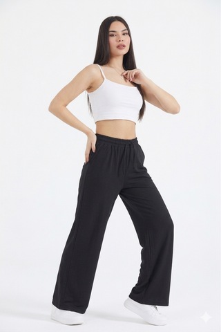 Thıff Gymwear Kadın Modal Kumaş Bağcıklı Eşofman Altı Siyah