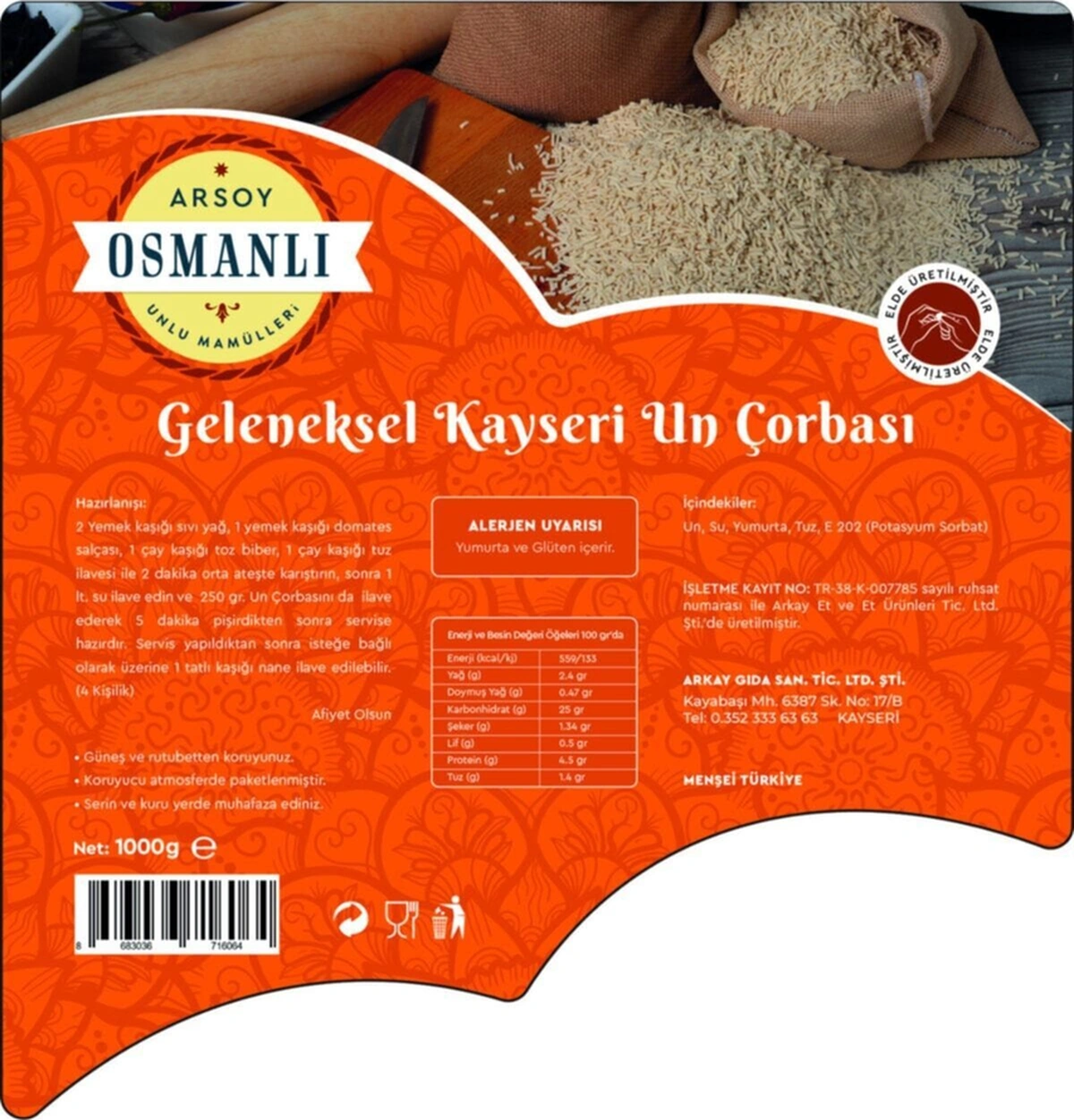 Arsoy Osmanlı Geleneksel Kayseri Un Çorbası 1 KG