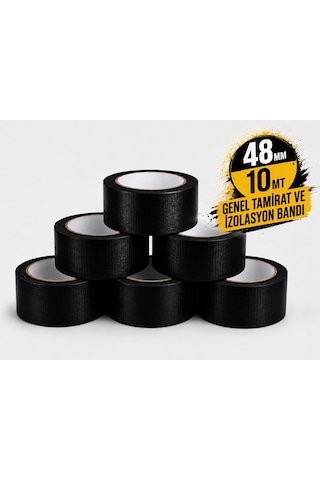 Sanplaza Siyah Tamir ve İzolasyon Bandı 48mm 10mt Suya Dayanıklı Duct Tape Sırdırmazlık Bandı 6 Adet