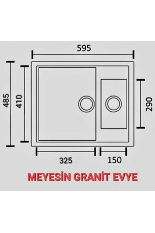 Meyesin ME-62A Granit 1.5 Göz Mutfak Evye Antrasit 485 x 595 MM