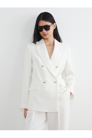 Lcw Vision Beyaz Kruvaze Yaka Kadın Blazer Ceket