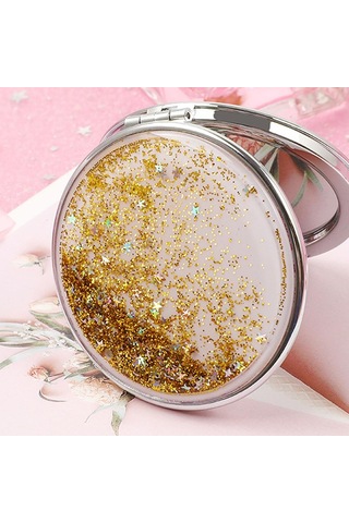 Suntek Yuvarlak Çift Taraflı Simli Makyaj Aynası Altın