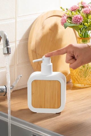 Porsima 3148 Banyo Ve Mutfak Sıvı Sabunluk 400ml Beyaz-ahşap Beyaz