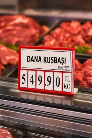 Fiyat Kasetlik Manav Kasap Şarküteri Etiketi Rakamlı Fiyatlık Ayaklı Küçük Boy 77x62 Mm Kırmızı