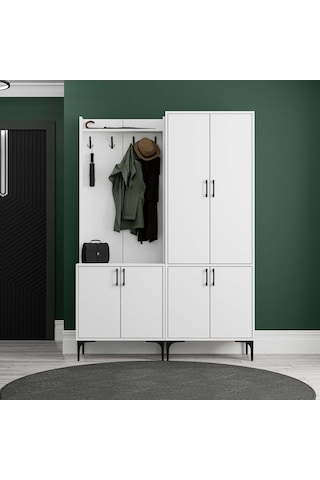 Set 5000-5030 Royal 6 Kapaklı 9 Askılı Portmanto Beyaz