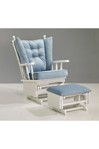 Meltem Kids Sallanır Emzirme Dinlenme Koltuğu Sallanan Sandalye Sallanan Koltuk + Markiz (Beyaz-Soft Mavi 3020)