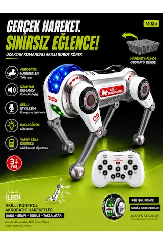 Aı Ses Kontrollü Akıllı Akrobatik Robot Köpek Uzaktan Kumanda Ve Saat Kontrollü Eğlenceli Oyuncak