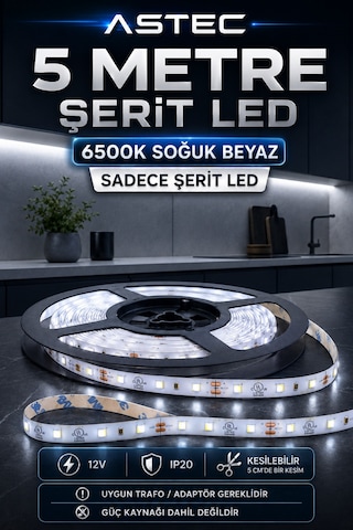 Astec 12v Şerit Led 5 Metre / 10 Metre Yapışkanlı Kesilebilir İç Mekân Aydınlatma Trafo Hariç Bütün Renkler 33848977
