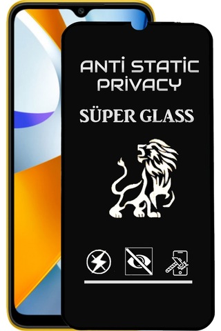 Xiaomi Uyumlu Poco C40 Tam Kaplayan Anti Statik Hayalet Süper Cam Ekran Koruyucu