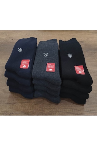 Erkek 12 Çift Kışlık Kalın Havlu Çorap Pamuklu Çok Renkli