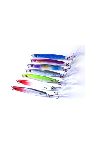 Hengjıa 7 Adet Metal Lures Demir 8 Cm/40g Tüy Kanca İle Balıkçılık Lures Yem