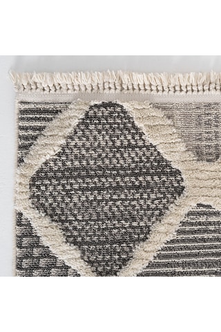 Cool Halı Sakura 2202 Gri Hav Toz Vermez Etnik Desenli Modern Bukleli Salon Halısı