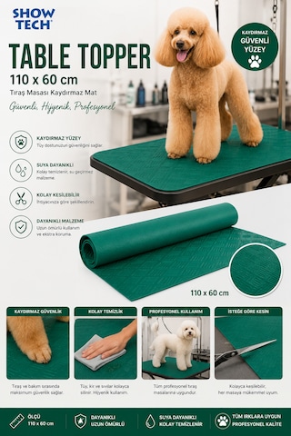 Showtech Köpek Tıraşı İçin Masa Kaydırmaz Mat - 110 X 60 Cm Yeşil