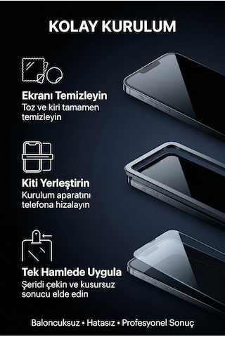 Horizon Privacy iPhone 17 Pro - Pro Max Uyumlu Ekran Koruyucu Otomatik Kurulum Kiti 28 Gizlilik Filtresi 9h Temperli Cam Anti-reflective & An - iPhone 17 Pro Max