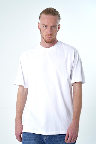 İntersivin Oversize Düz Beyaz Erkek T-shirt Beyaz