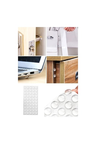 Çekmece Dolap Kapağı Ses Kesici Önleyici 9mm Şeffaf Yapışkanlı Stoper - 50 Adet