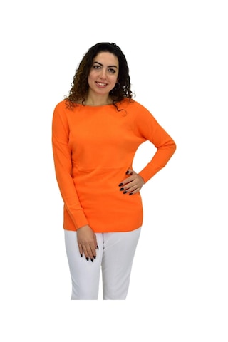 Kadın Kayık Yaka Spor Kazak 12489 Bgl-st04098 turuncu Turuncu