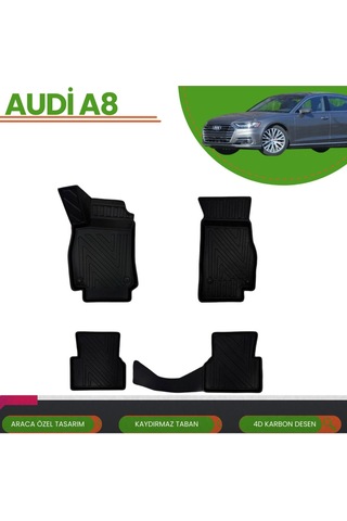 Audi A8 2018+ Araca Özel 4d Havuzlu Paspas Takımı Karbon