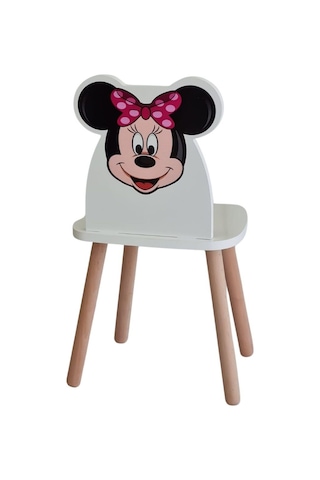 Liva Ahşap Çocuk Aktivite Çalışma Sandaliyesi 4-12 Yaş Minnie Mouse Liva Ahşap Beyaz