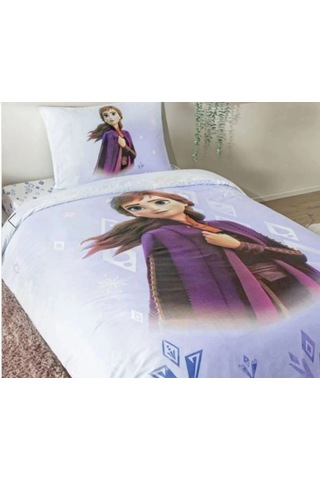 Frozen Çift Taraflı Tek Kişilik Nevresim Takımı Mor