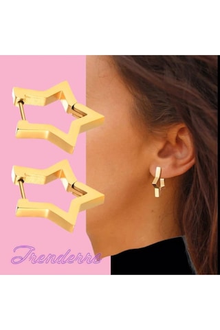 Tezzgelsin Unisex Hipoalerjenik Gothic Punk Paslanmaz Çelik Küpe Gold