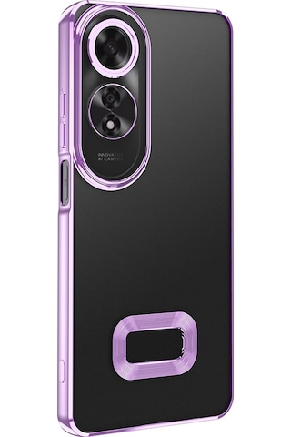 Oppo A60 Kılıf Kamera Korumalı Logo Gösteren Zore Omega Kapak Siyah