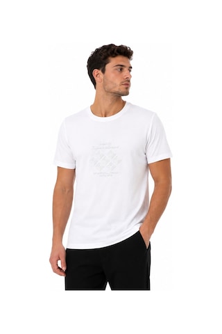 Tommy Life Erkek Beyaz Bisiklet Yaka Tshirt
