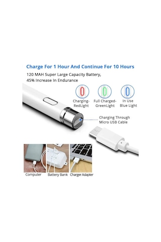 Samsung Galaxy Tab A9 Plus 11" SM-X210 Uyumlu Çizim ve Tasarım İçin Dokunmatik Active Stylus Pen