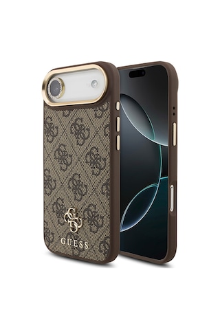 Apple Uyumlu iPhone 17 Air Guess Lisanslı 4g Yazı Logolu Kılıf&ekran&lens Koruyucu 3in1 Aksesuar Seti Kahverengi Kahverengi