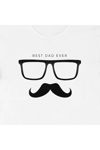 Veraura Lifestyle Babalar Günü Hediye Baba Temalı Baskılı Oversize Bisiklet Yaka T-shirt - Beyaz