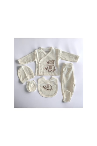 Bebitof Filli 5 Li Unisex Zıbın Seti Hastane Çıkışı Ekru Ekru