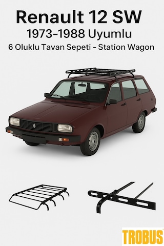 Renault 12 1971-1988 Uyumlu 6 Oluklu Tavan Sepeti - Sedan Kasa