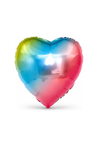 Folyo Balon Kalp Rainbow 24 İnç 60 Cm Renkli Doğum Günü Nişan Söz Düğün Parti Süsleme Balonu Çok Renkli