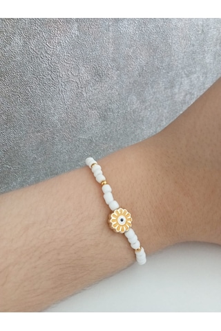 Nle Accessory Güneş Figürlü Bileklik Beyaz