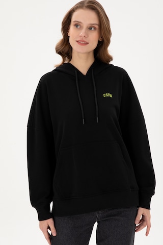 U.S. Polo Assn. Kadın Siyah Kapüşonlu Basic Sweatshirt 50297324-VR046