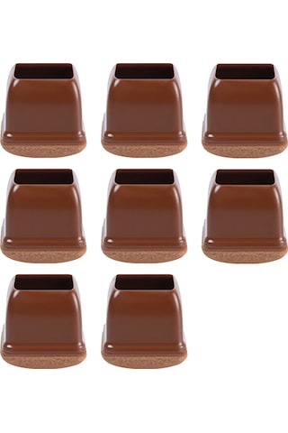 Neevoyu 8 Adet Kahverengi Kare M Boy Tpe Tabure Ayak Koruması - Sessiz Kaydırmalı, Zırtlı Ve Dayanıklı Mutfak Ofis Mobilya Ayaklık