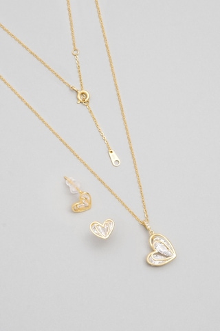 Kalp Dokunuşu 18 Ayar Sarı Altın Kaplama Gümüş Seti Sarı