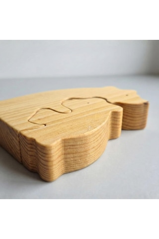 Simdale Wood İsimli Ahşap Anne Ve Yavru Ayı Puzzle - Geçmeli Montessori Oyuncak