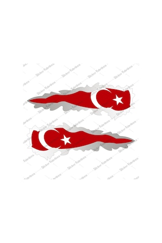 Yırtıklı Türk Bayrağı Ay Yıldız Sticker 01393