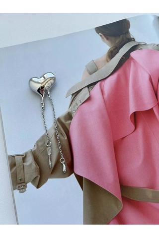 Best Price 34 Zincirli Kalp Broş 228397997 Gri